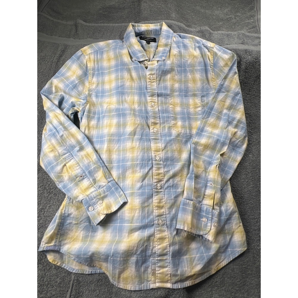 BONOBOS Mens Stretch Slim Fit Plaid Long Sleeve Button Down Shirt Size L